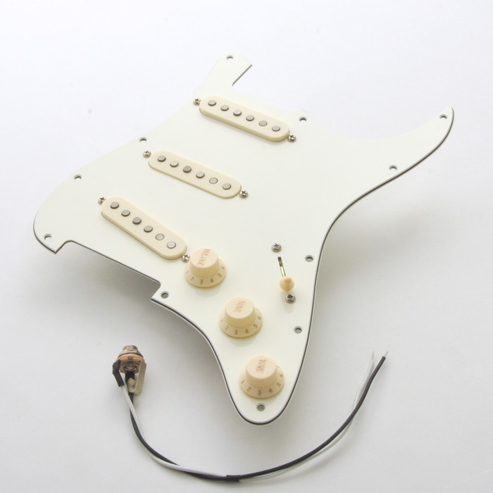 Rockinger Pre-Wired Pickguard für Strat, ST-RAT Pickups, Aged White